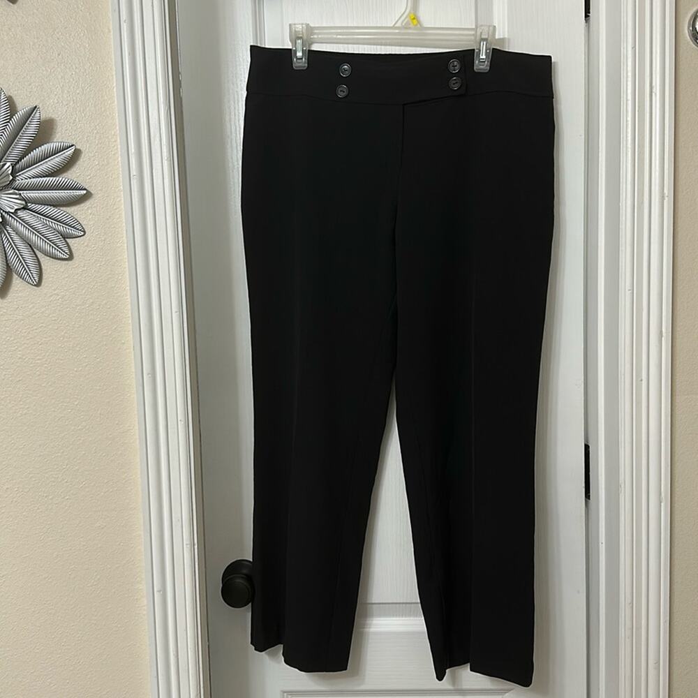 Ashley Blue Black  Dress Pants Trousers Button Detail size XL